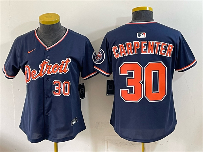 Women's Navy Detroit Tigers #30 Kerry Carpenter 2026 Alternate Vapor Premier Limited Stitched Baseball Jersey(Run Small)
